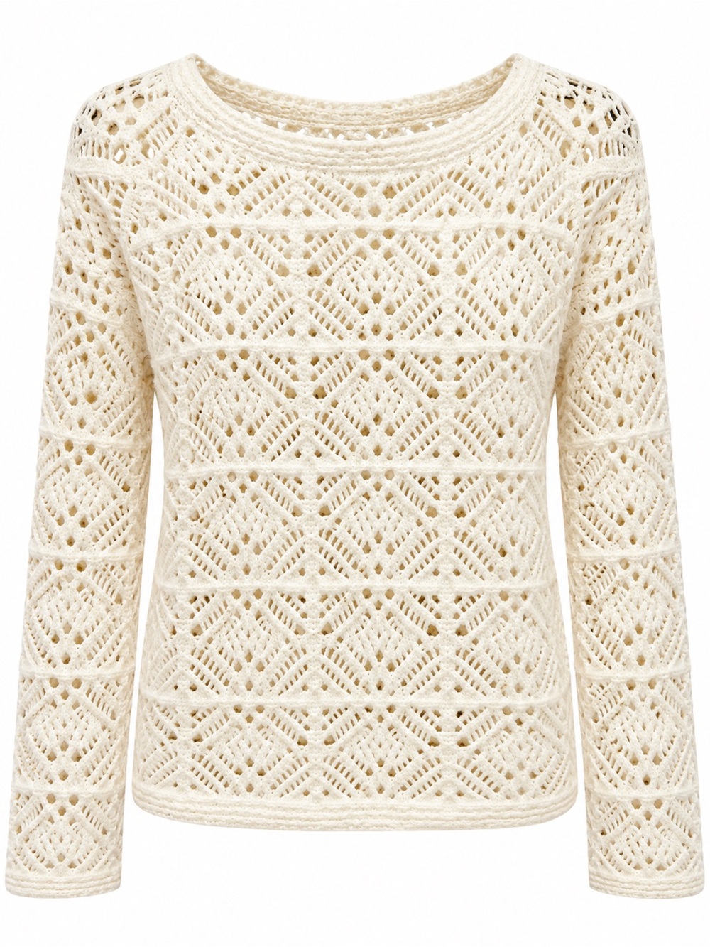 Universal Thread Ivory Openwork Knit Scoop-Neck Sweater